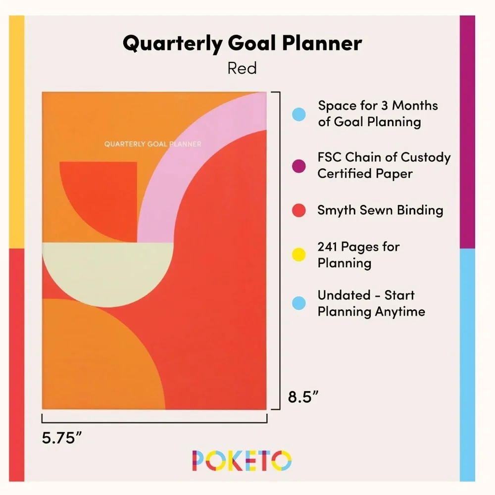 Poketo  Quarterly Planner - Red